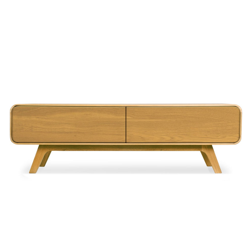 Credenza in legno massiccio NordicStory Geneva in rovere, 120 x 45 x 36,5 cm.