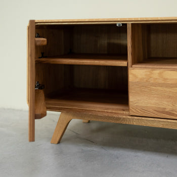 Porta TV NordicStory in rovere massiccio Geneva 2, 180 x 45 x 55 cm.