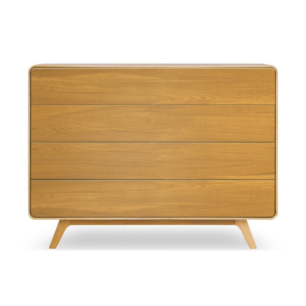 Cassettiera NordicStory in rovere massiccio Geneva 3, 120 x 42 x 90 cm.
