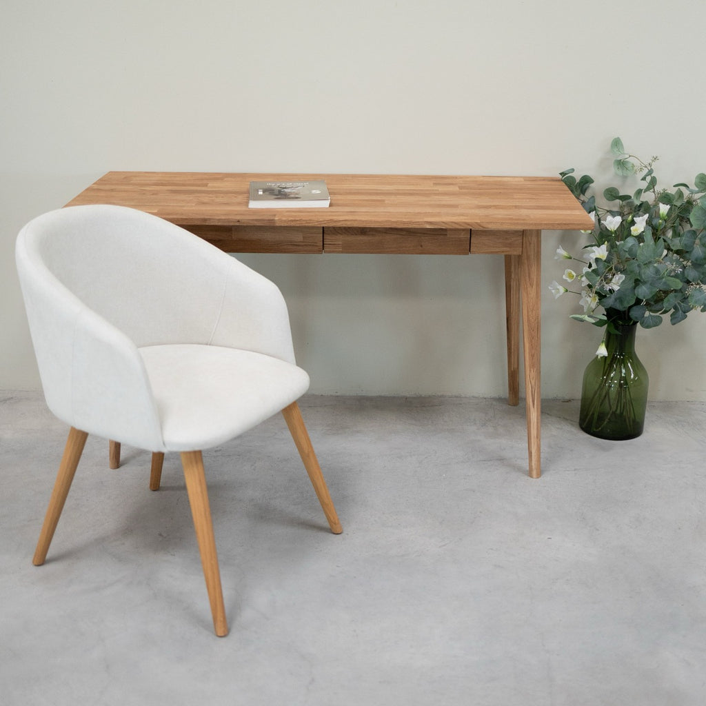 VESKOR Poltrona in rovere massiccio Ana, rivestimento bianco