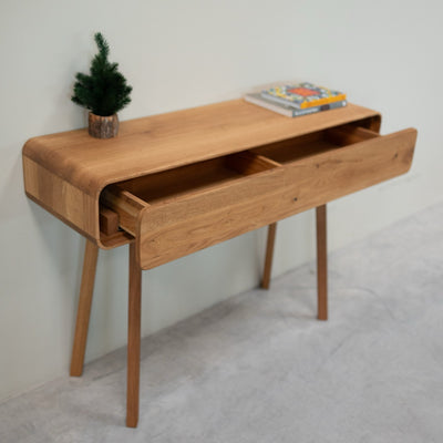 Comò console NordicStory in rovere massiccio Ginevra, 110 x 35 x 80 cm.