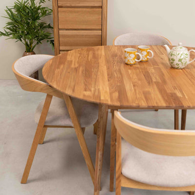 Roble.Store Tavolo da pranzo rotondo allungabile in legno massiccio di rovere 