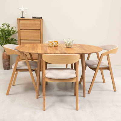 Roble.Store Tavolo da pranzo rotondo allungabile in legno massiccio di rovere 