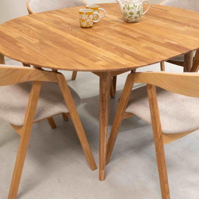 Roble.Store Tavolo da pranzo rotondo allungabile in legno massiccio di rovere 
