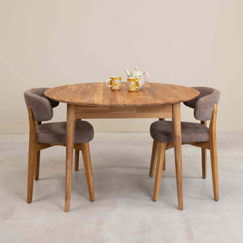 Roble.Store Tavolo da pranzo rotondo allungabile in legno massiccio di rovere 