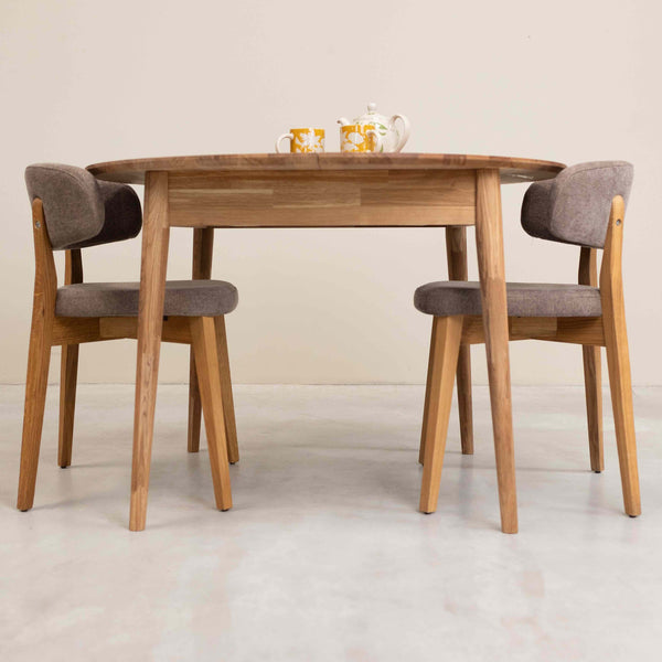 Roble.Store Tavolo da pranzo rotondo allungabile in legno massiccio di rovere 