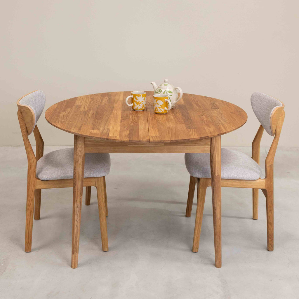 Roble.Store Tavolo da pranzo rotondo allungabile in legno massiccio di rovere 