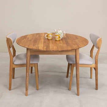 Roble.Store Tavolo da pranzo rotondo allungabile in legno massiccio di rovere 