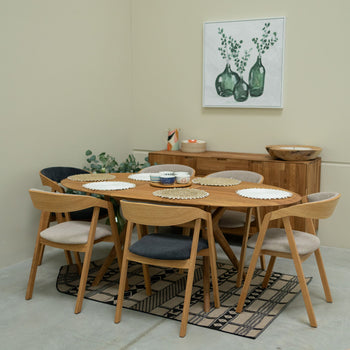 VESKOR Confezione da 2 o 4 sedie da pranzo in rovere massiccio Knut, rivestimento Beige/Grigio antracite Oak.Store
