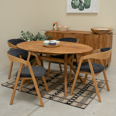 VESKOR Confezione da 2 o 4 sedie da pranzo in rovere massiccio Knut, rivestimento Beige/Grigio antracite Oak.Store