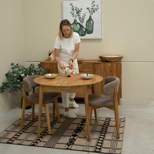 NordicStory Tavolo da pranzo rotondo allungabile in rovere massiccio Escandi 3 Roble.Store