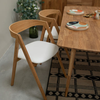 Veskor Confezione da 2 o 4 sedie da pranzo in rovere massiccio Oscar, rivestite in rovere bianco.Store