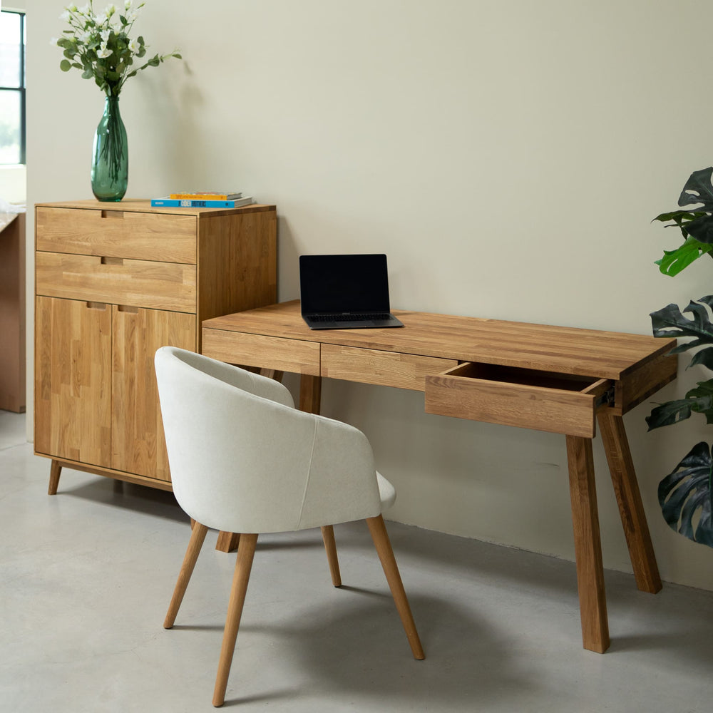 Scrivania in rovere massiccio NordicStory Einstein I 140 x 55 x 76 cm.