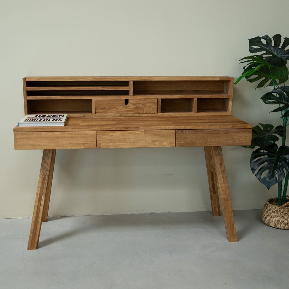 NordicStory Einstein 2 scrivania in rovere massiccio con ripiano galleggiante 140 x 55 x 106 cm.