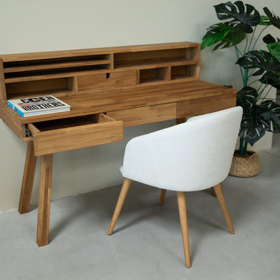 NordicStory Einstein 2 scrivania in rovere massiccio con ripiano galleggiante 140 x 55 x 106 cm.