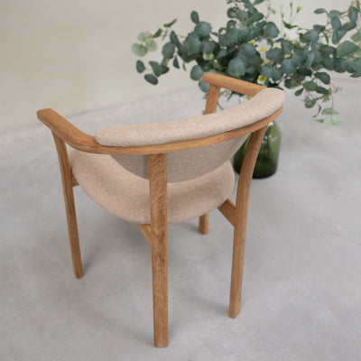 NordicStory Confezione da 2 o 4 sedie da pranzo Alexis, struttura in rovere massiccio, rivestimento beige