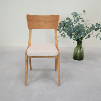 VESKOR Confezione da 2 o 4 sedie da pranzo Lucas in rovere massiccio, rivestimento grigio o beige