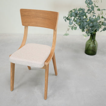 VESKOR Confezione da 2 o 4 sedie da pranzo Lucas in rovere massiccio, rivestimento grigio o beige
