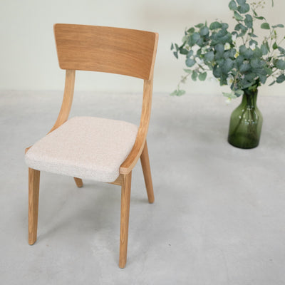 VESKOR Confezione da 2 o 4 sedie da pranzo Lucas in rovere massiccio, rivestimento grigio o beige