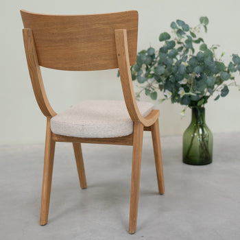 VESKOR Confezione da 2 o 4 sedie da pranzo Lucas in rovere massiccio, rivestimento grigio o beige