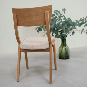 VESKOR Confezione da 2 o 4 sedie da pranzo Lucas in rovere massiccio, rivestimento grigio o beige