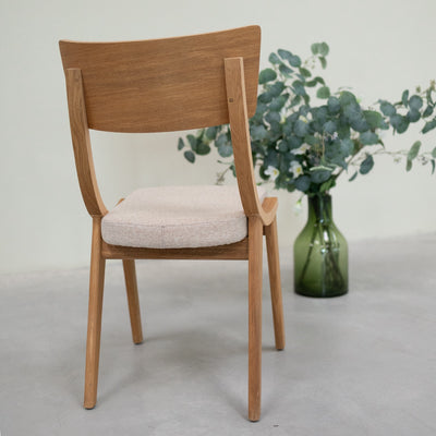VESKOR Confezione da 2 o 4 sedie da pranzo Lucas in rovere massiccio, rivestimento grigio o beige