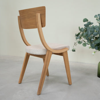 VESKOR Confezione da 2 o 4 sedie da pranzo Lucas in rovere massiccio, rivestimento grigio o beige