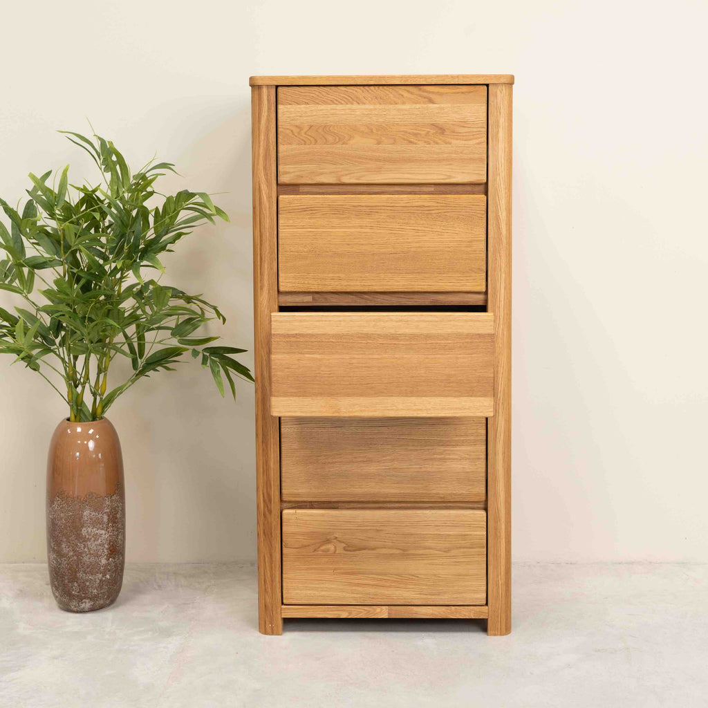 Madia Roble.Store Cassettiera in legno massiccio di rovere