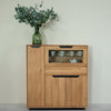 NordicStory Vetrina in legno massiccio di quercia Bremen 3, 124 x 38 x 134 cm.