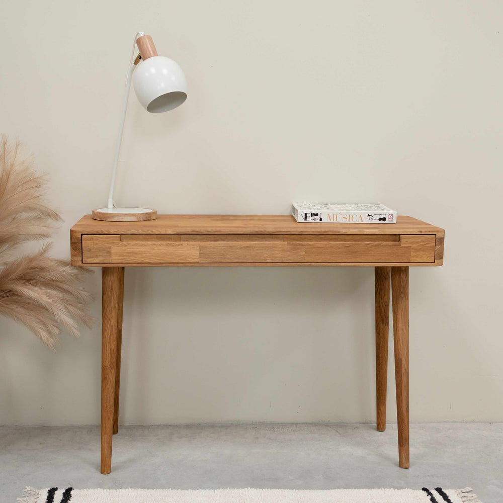 Tavolino da toilette Escandi in rovere massiccio, 110 x 43 x 75 cm | NordicStory