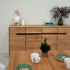 Credenza in legno massiccio NordicStory Bremen, rovere, 180 x 42 x 90 cm.