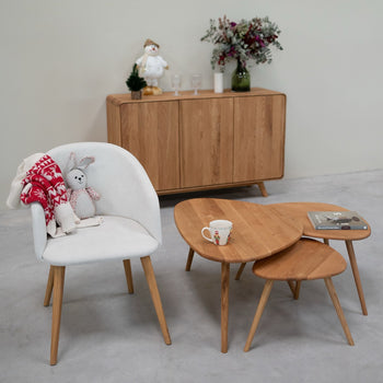 VESKOR Poltrona in rovere massiccio Ana, rivestimento bianco