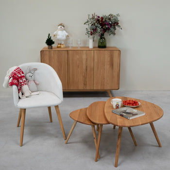 NordicStory Set di 3 tavolini apiabili in rovere massiccio Ginevra