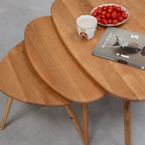 NordicStory Set di 3 tavolini apiabili in rovere massiccio Ginevra