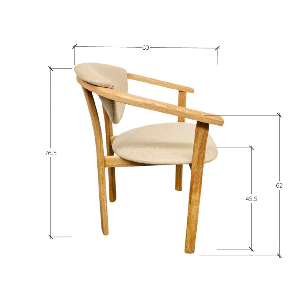 Confezione da 2 o 4 sedie da pranzo Alexis, struttura in rovere massiccio, rivestimento beige | NordicStory