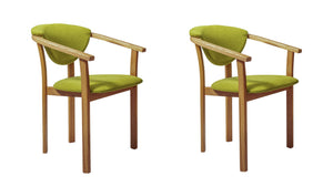 Confezione da 2 o 4 sedie da pranzo Alexis, struttura in rovere massiccio, rivestimento in verde vivo | NordicStory