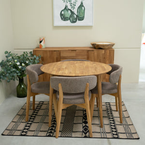 Tavolo da pranzo rotondo allungabile in rovere massiccio Escandi 3, 100-130 x 100 x 75 cm | NordicStory