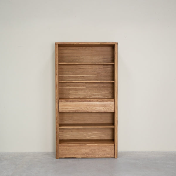 Libreria Estanteria de pared con 2 cajones de madera maciza de roble Elsa 2 | NordicStory