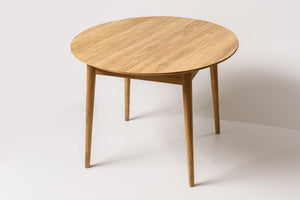 NordicStory Tavolo da pranzo rotondo allungabile in rovere massiccio 93-123 x 93 x 75 cm.