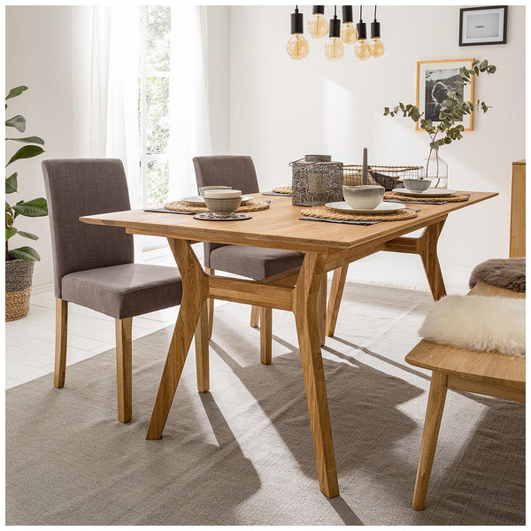 NordicStory Tavolo da pranzo allungabile in legno massiccio di quercia