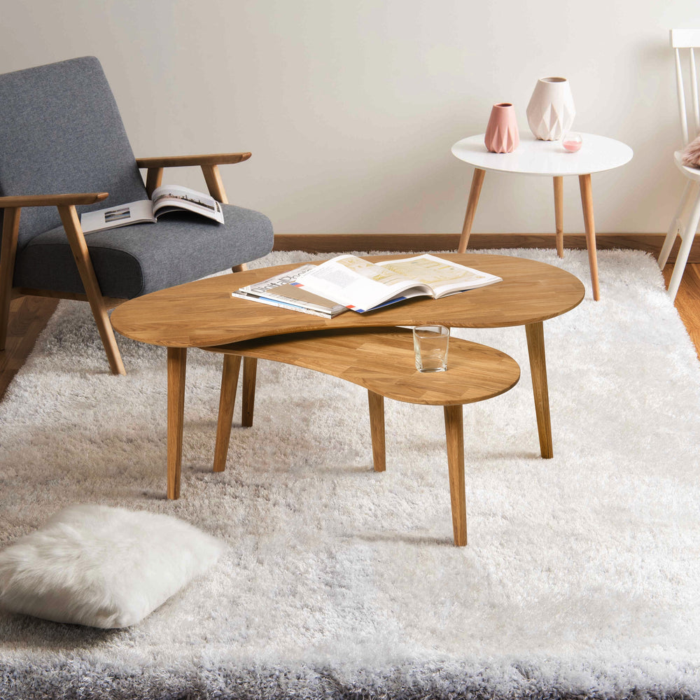 Tavolino impilabile in rovere massiccio Escandi, 120 x 60 x 60 x 43 cm / 85 x 40 x 38 cm | NordicStory