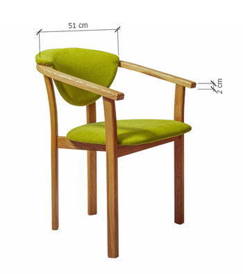 NordicStory Confezione da 4 sedie da pranzo Alexis, struttura in rovere massiccio, rivestimento in verde vivo