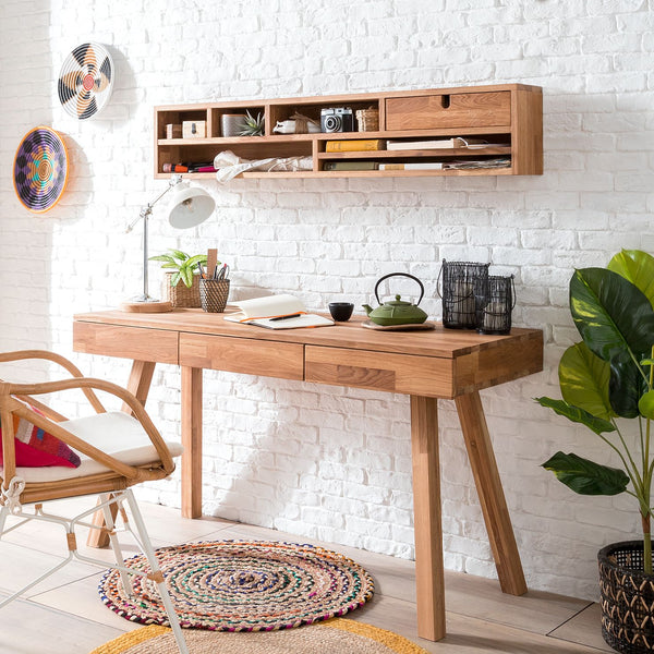 NordicStory Scrivania in rovere massiccio Einstein 2 con ripiano galleggiante