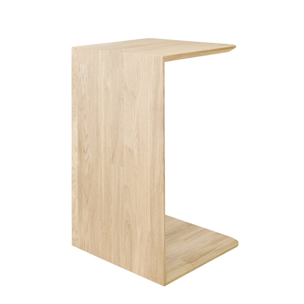 Comodino a C in legno massiccio di quercia nordica