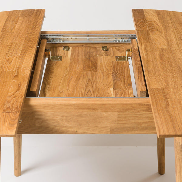 NordicStory tavolo da pranzo allungabile Scandi 100-130cm in legno massiccio di rovere 100 naturale sbiancato