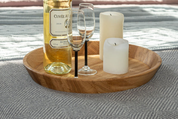 NordicStory Vassoio decorativo rotondo in rovere massiccio Info Bozza