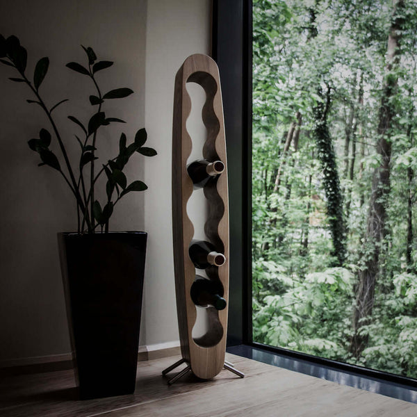 Portabottiglie in rovere fatto a mano EGG, supporto per 7 bottiglieRoble.Store