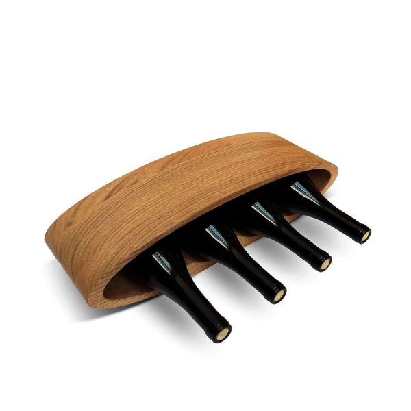 NordicStory Portabottiglie in rovere fatto a mano ELLIPSE, portabottiglie per 4 bottiglie