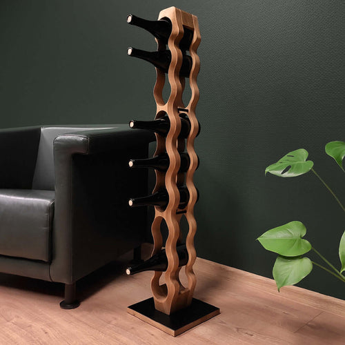 NordicStory Portabottiglie in rovere fatto a mano OMO 9, supporto per 9 bottiglie di vino
