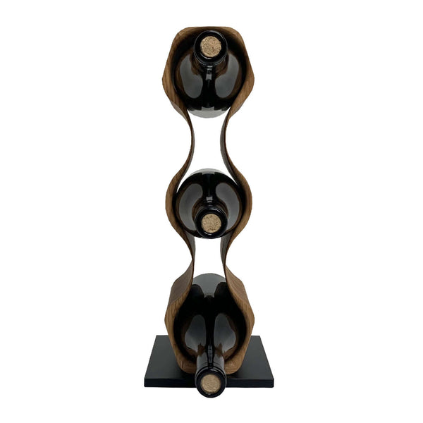 NordicStory Portabottiglie in legno di quercia fatto a mano SLIM, supporto per vino per 3 bottiglie